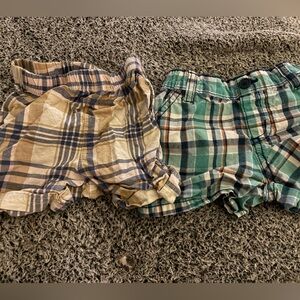 Carter's Plaid Kids Shorts - Green and Tan